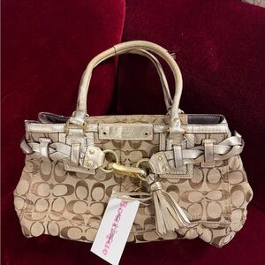 Coach Beige and Gold Satchel